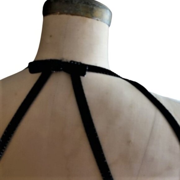 Vintage 90s black silver metallic dress great back - Picture 4 of 16